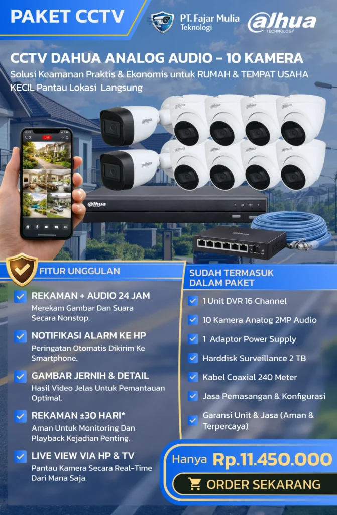 CCTV Dahua Analog Audio – 10 Kamera