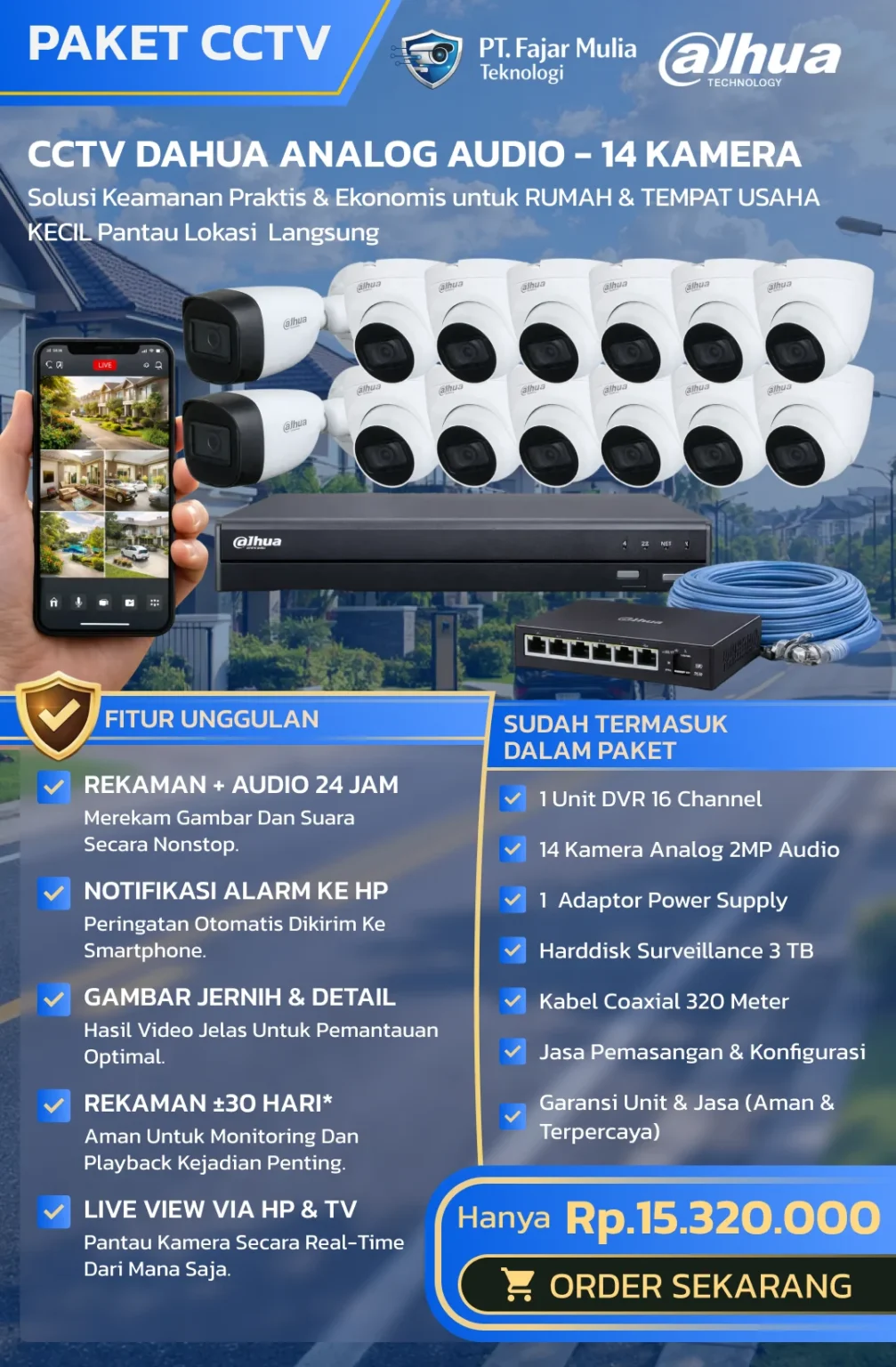 CCTV Dahua Analog Audio – 14 Kamera