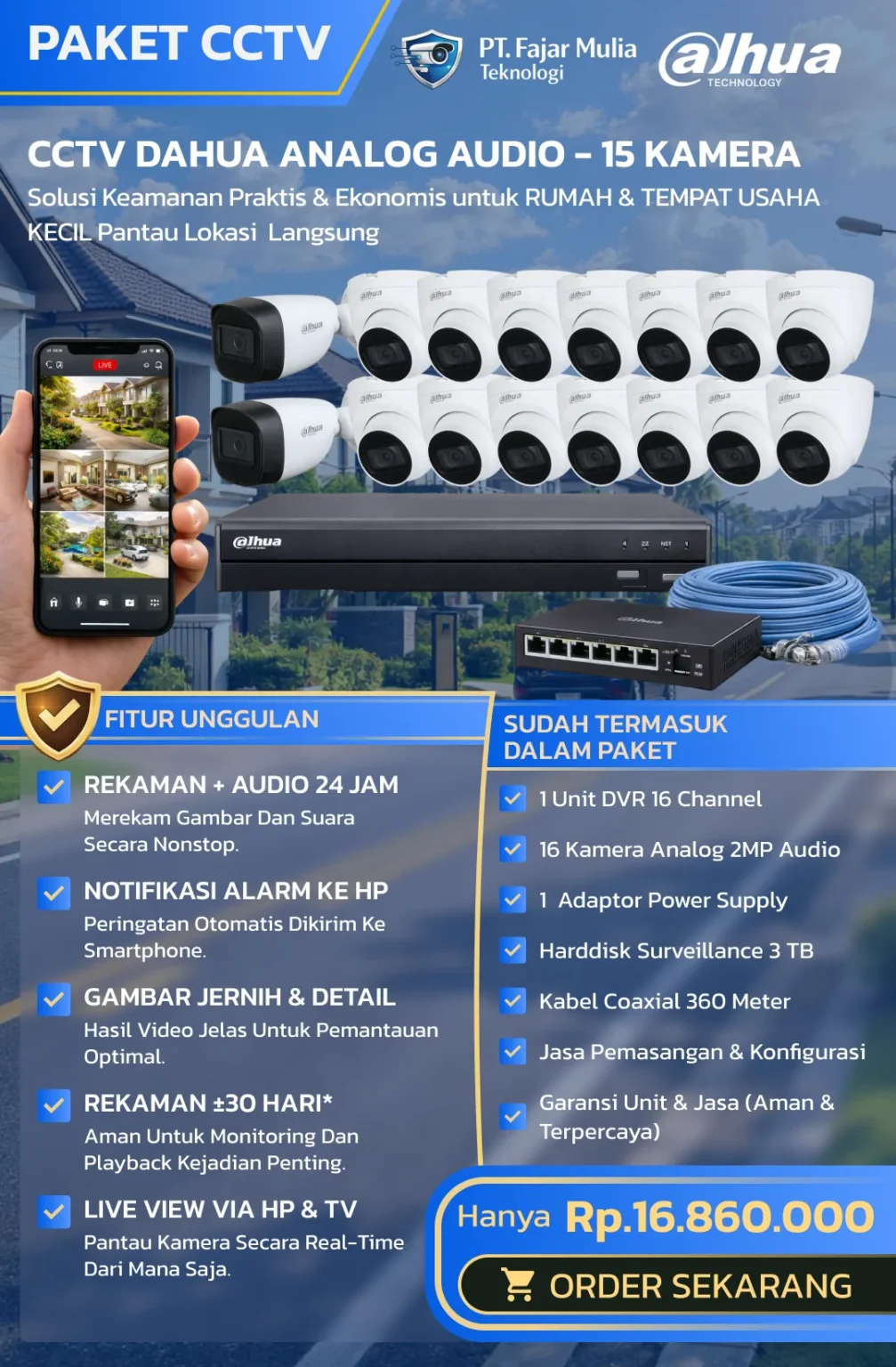 CCTV Dahua Analog Audio – 16 Kamera