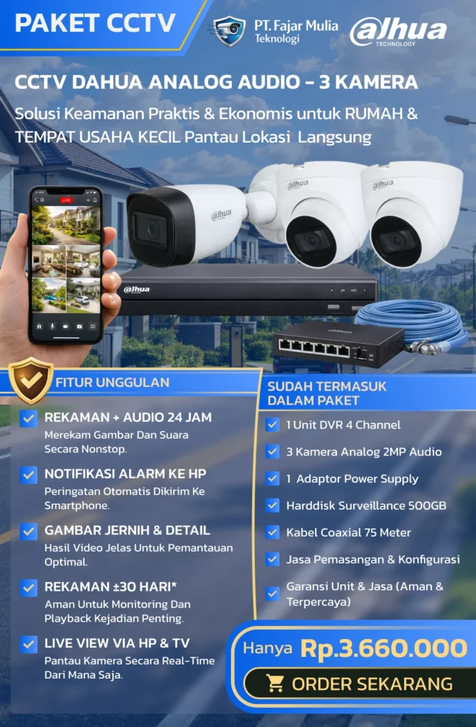 CCTV Dahua Analog Audio – 3 Kamera