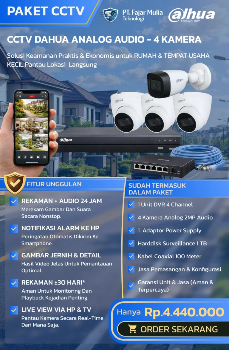 CCTV Dahua Analog Audio – 4 Kamera