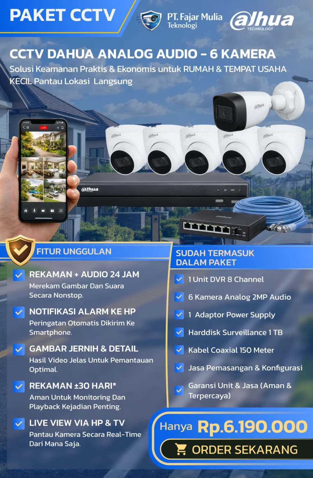 CCTV Dahua Analog Audio – 6 Kamera