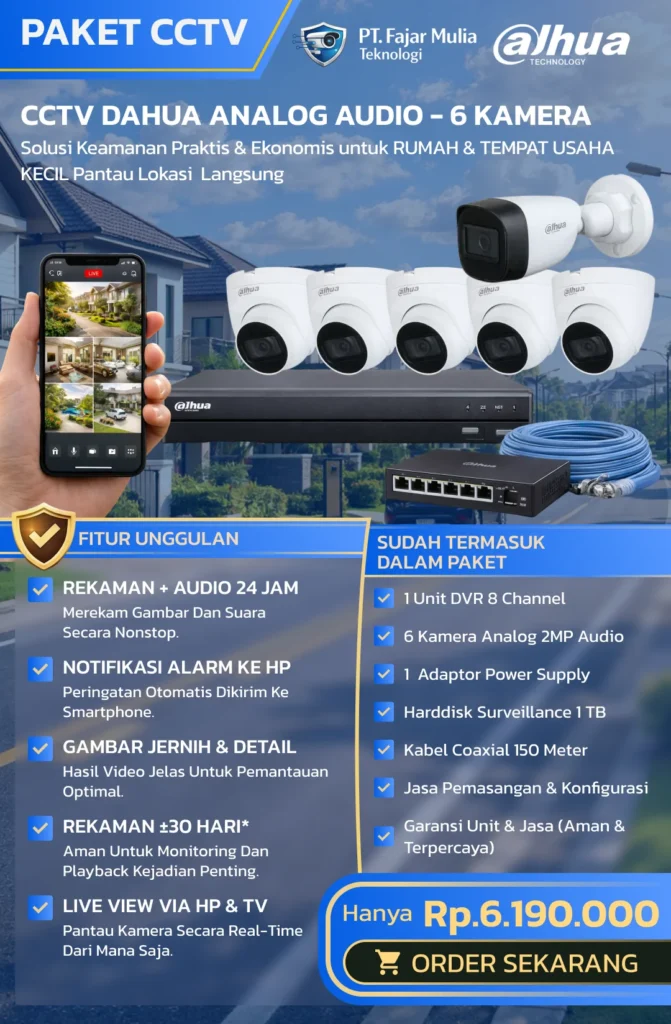 CCTV Dahua Analog Audio – 6 Kamera