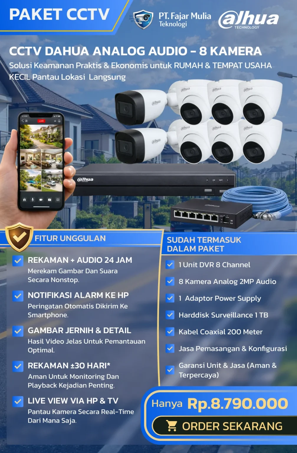 CCTV Dahua Analog Audio – 8 Kamera