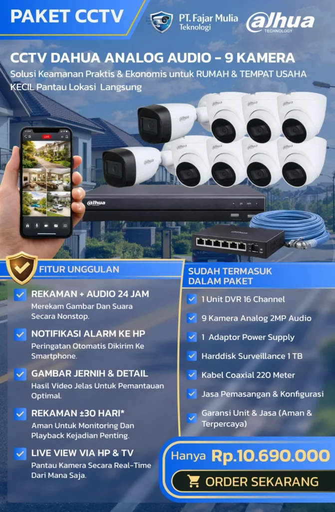 CCTV Dahua Analog Audio – 9 Kamera