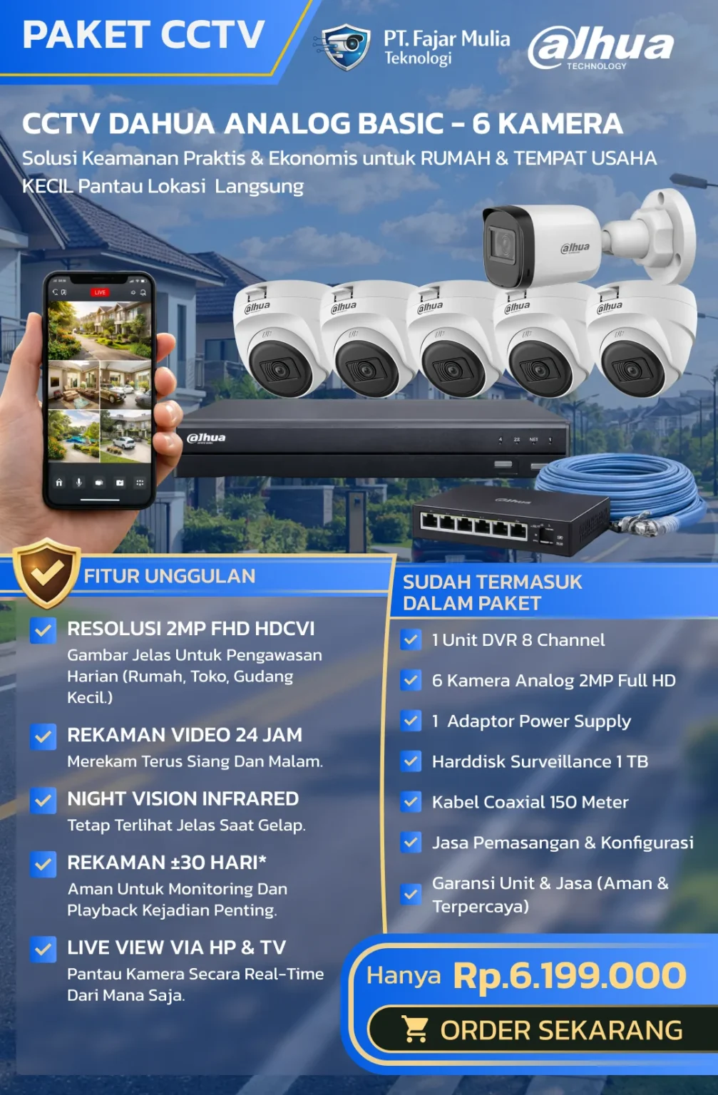CCTV Dahua Analog Basic – 6 Kamera