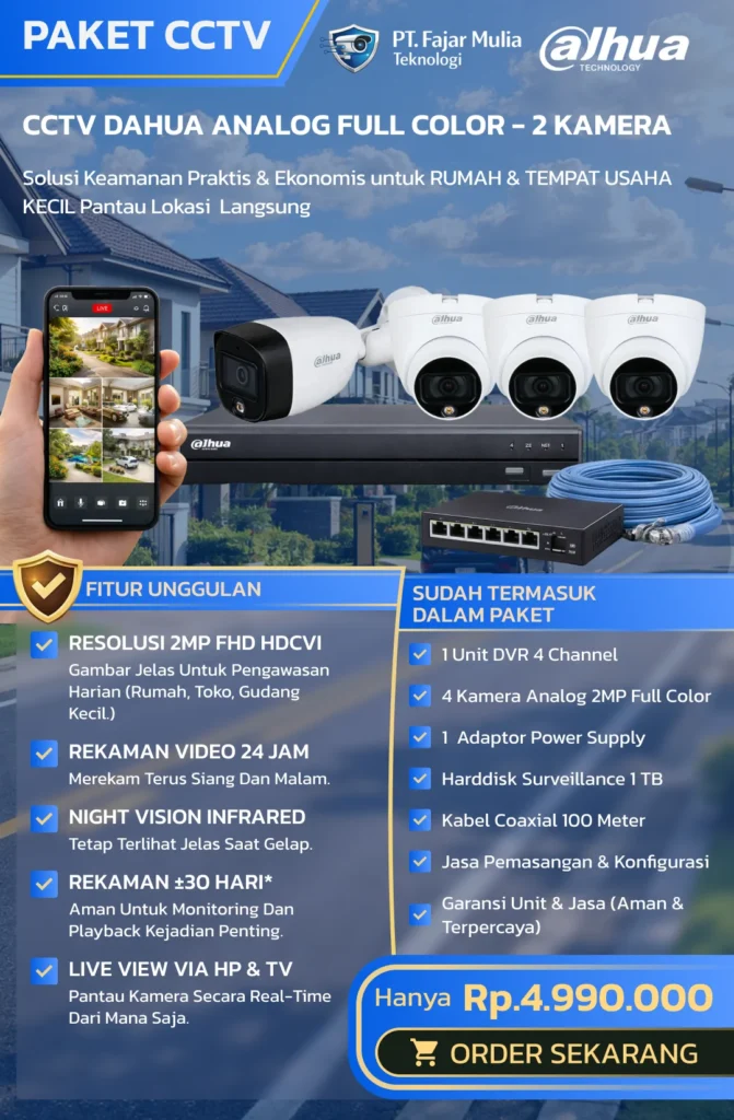 CCTV Dahua Analog Full Color – 4 Kamera