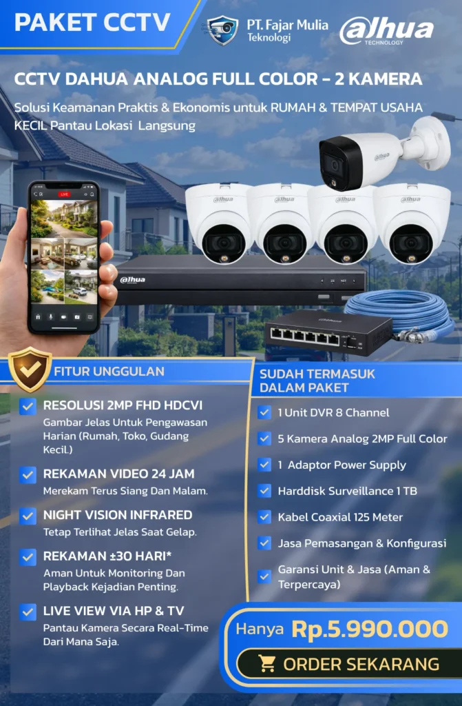 CCTV Dahua Analog Full Color – 5 Kamera