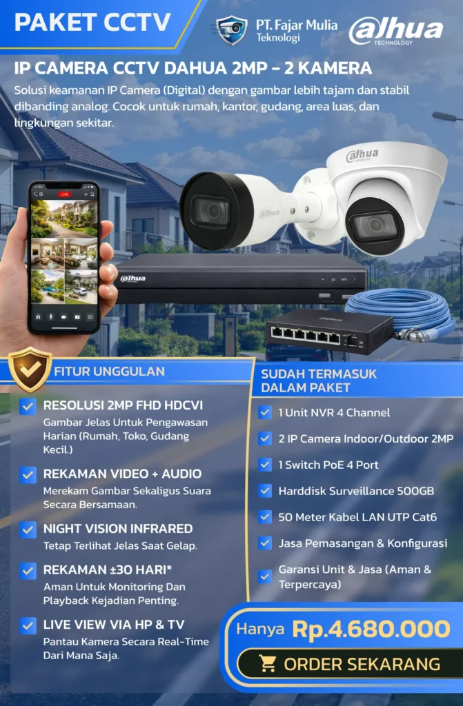 IP Camera CCTV Dahua 2MP – 2 Kamera
