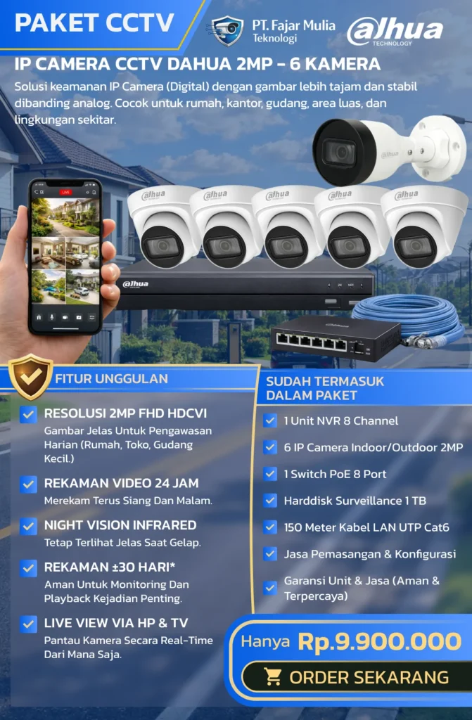 IP Camera CCTV Dahua 2MP – 6 Kamera