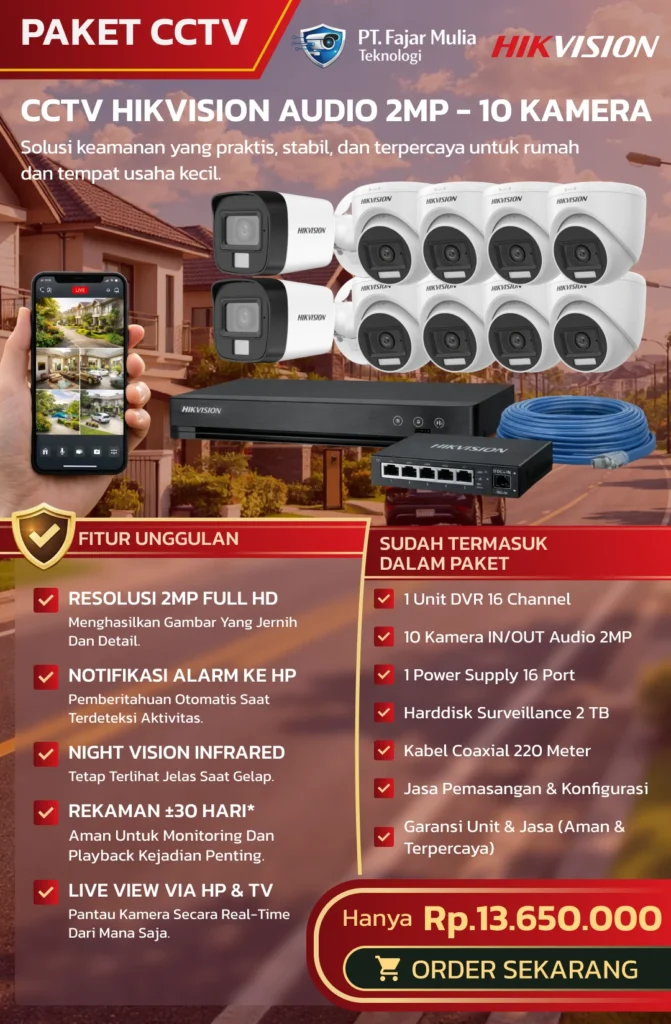CCTV HIKVISION AUDIO 2MP – 10 KAMERA