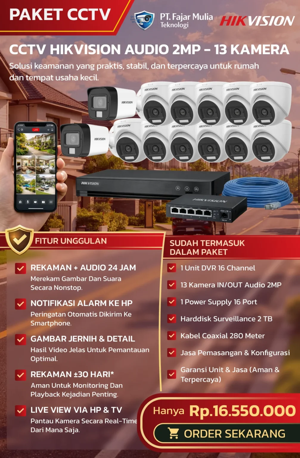CCTV HIKVISION AUDIO 2MP – 13 KAMERA
