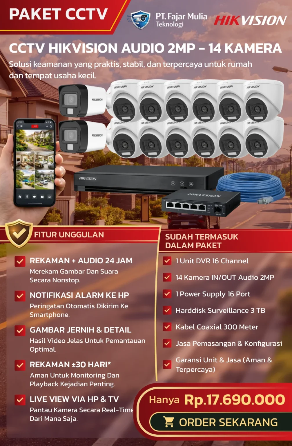 CCTV HIKVISION AUDIO 2MP – 14 KAMERA