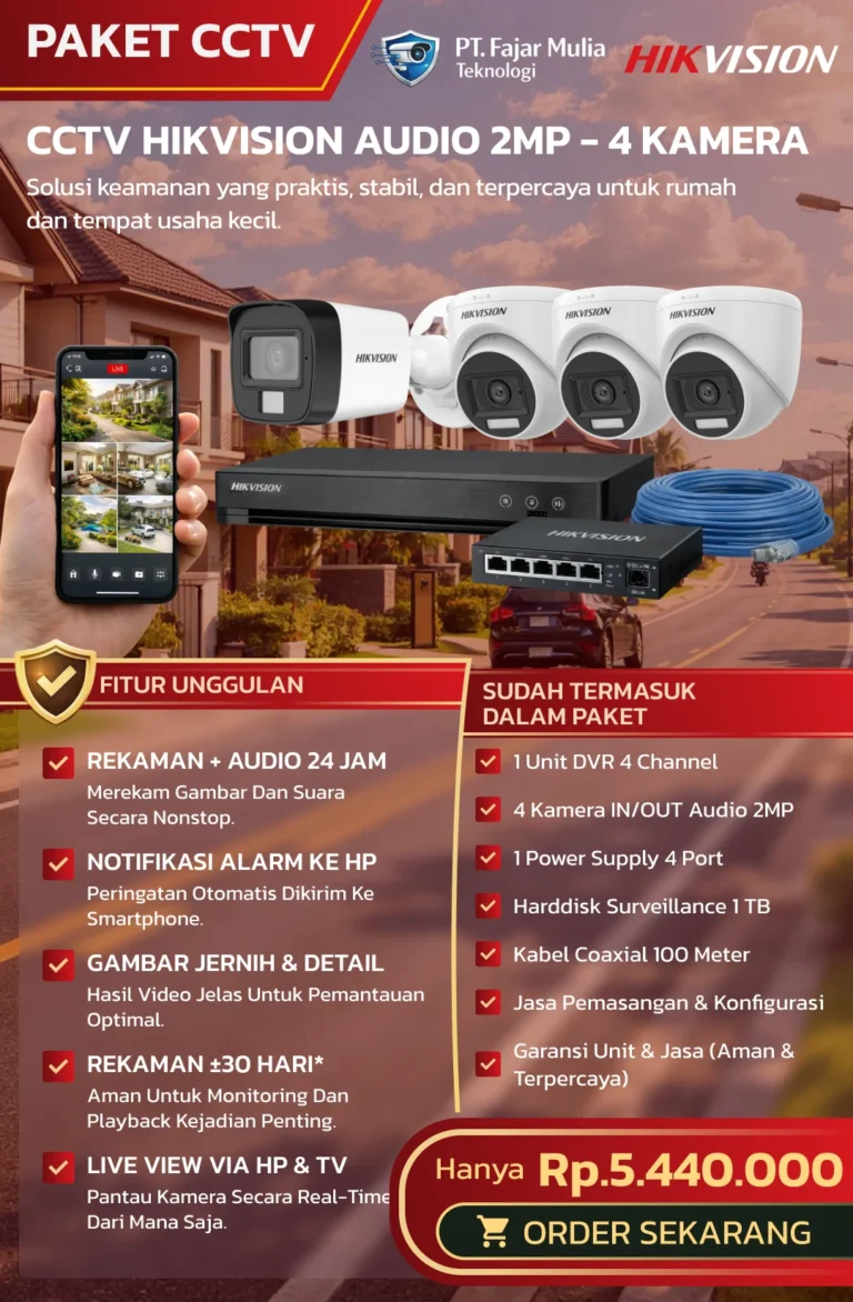 CCTV Hikvision Audio 2MP – 4 Kamera