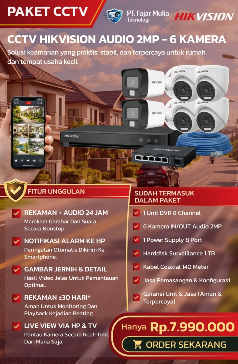 CCTV Hikvision Audio 2MP – 6 Kamera