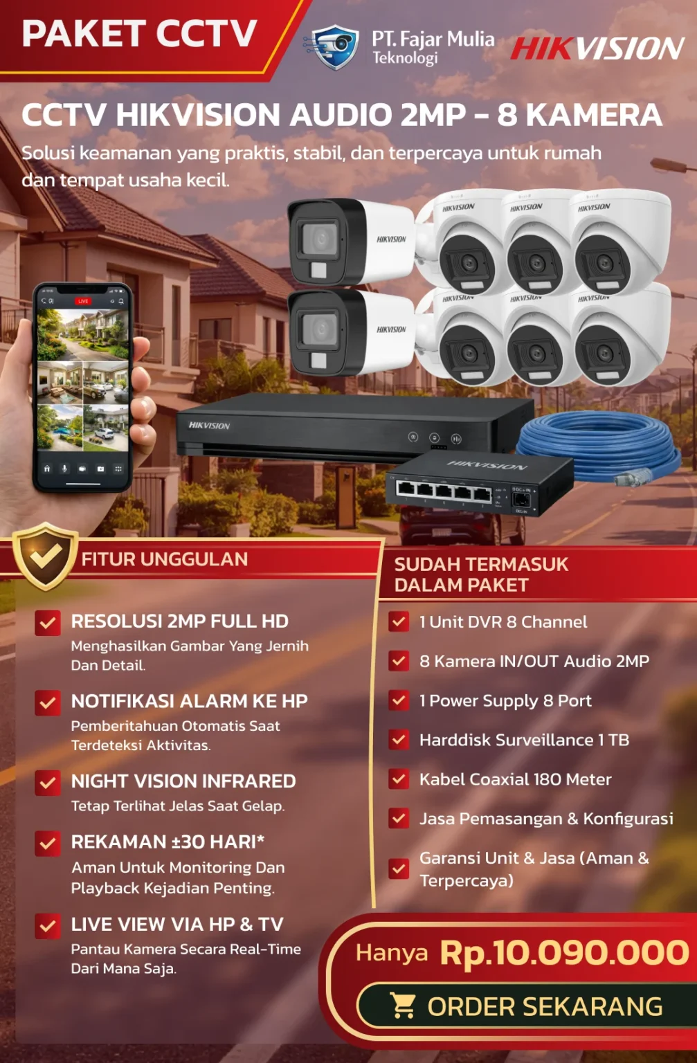 CCTV HIKVISION AUDIO 2MP – 8 KAMERA