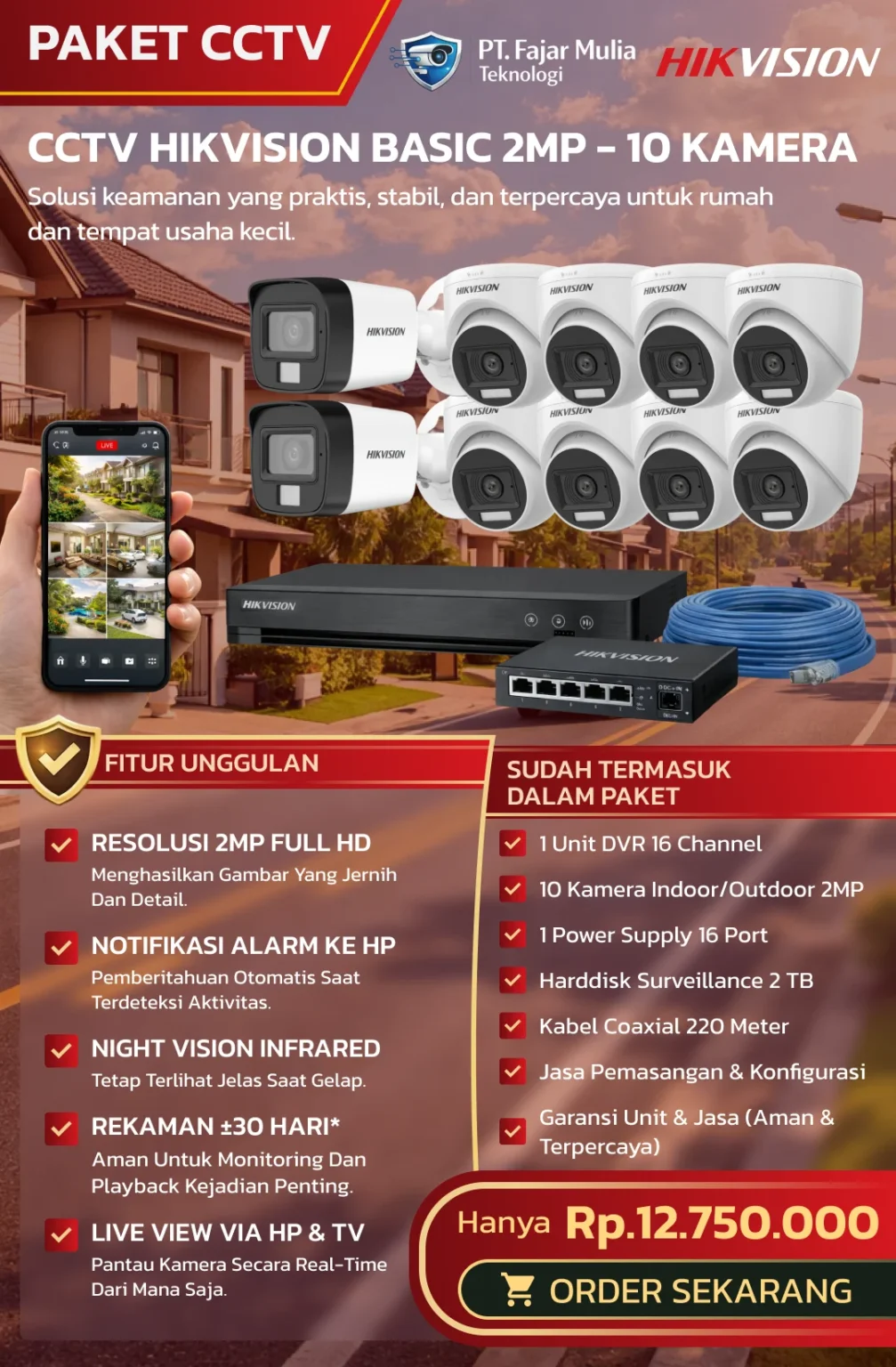 CCTV Hikvision Basic 2MP – 10 Kamera
