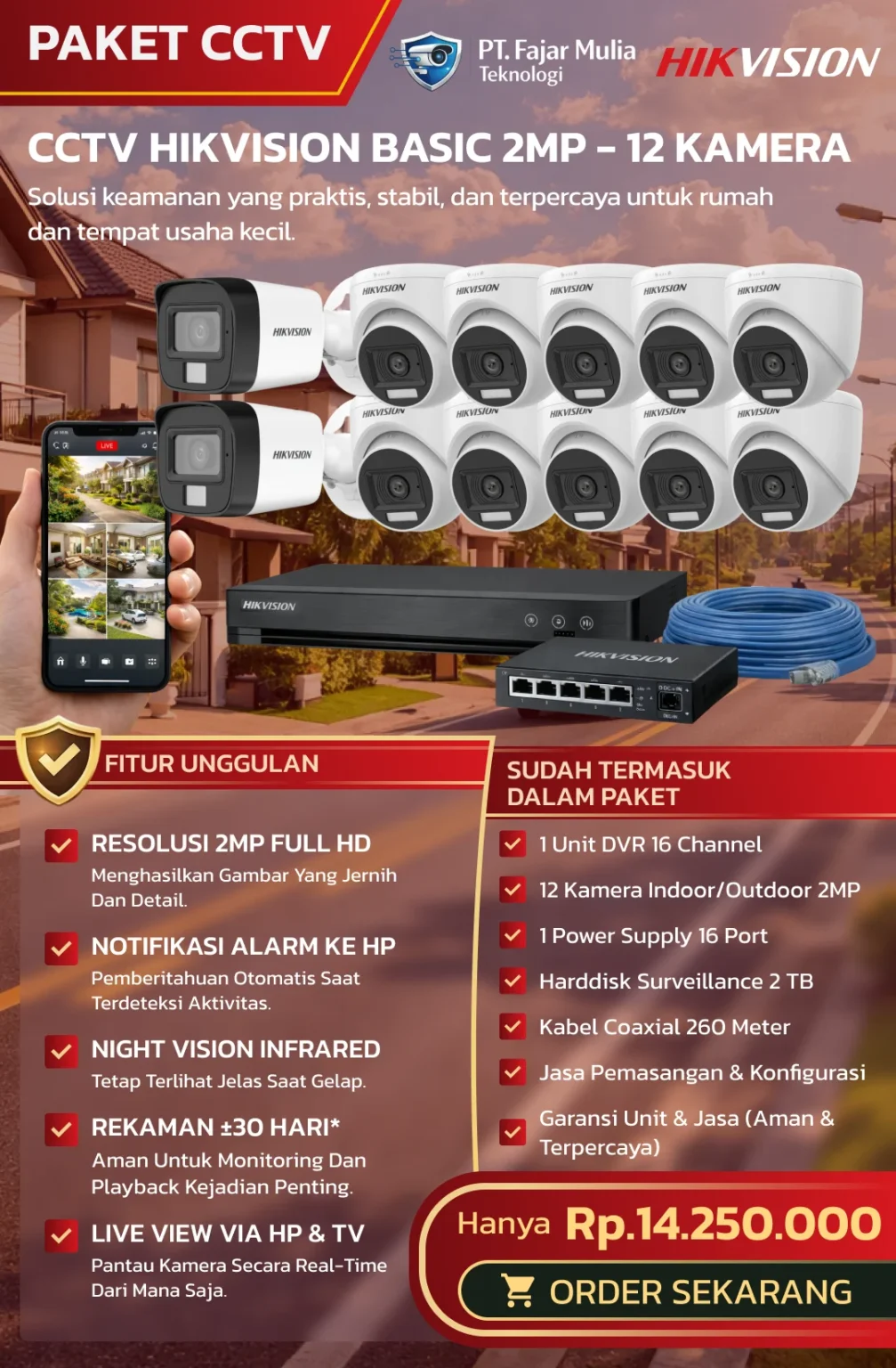 CCTV Hikvision Basic 2MP – 12 Kamera