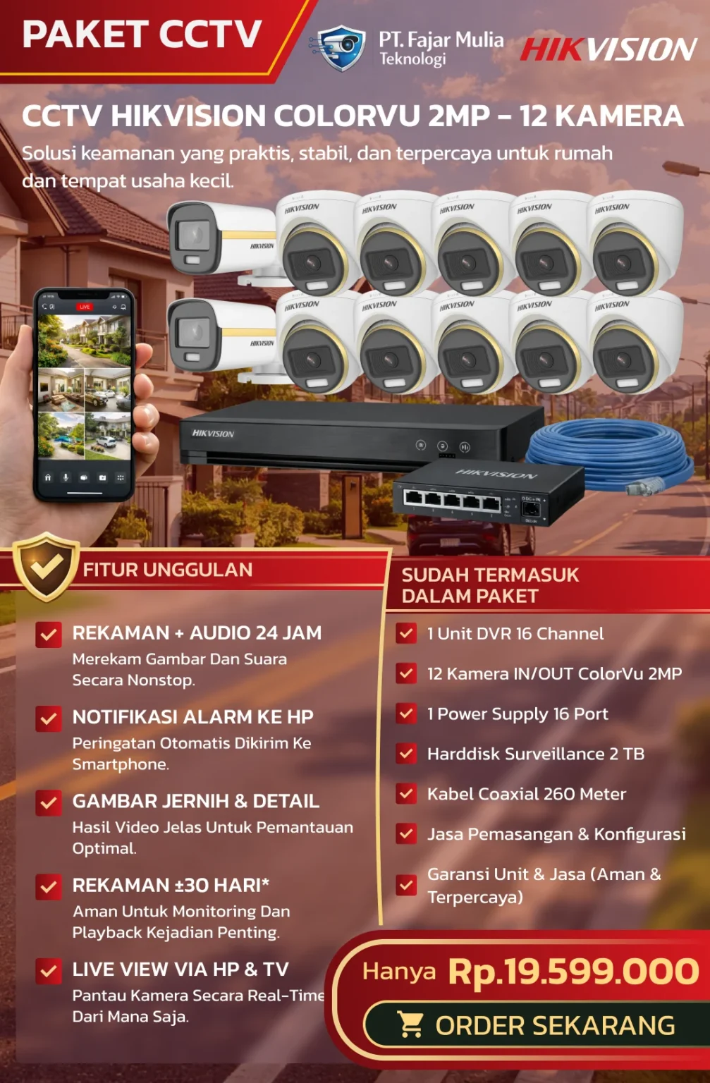 CCTV Hikvision ColorVu 2MP – 12 Kamera
