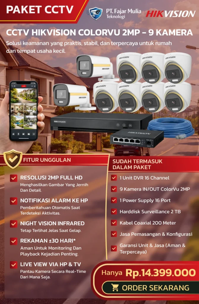 CCTV Hikvision ColorVu 2MP – 9 Kamera