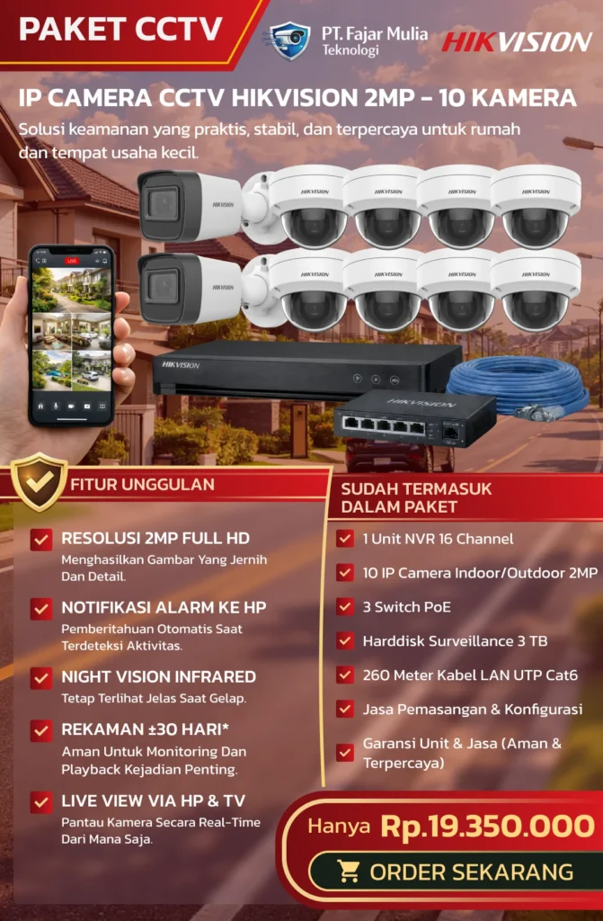 CCTV Hikvision IP Camera 2MP – 10 Kamera