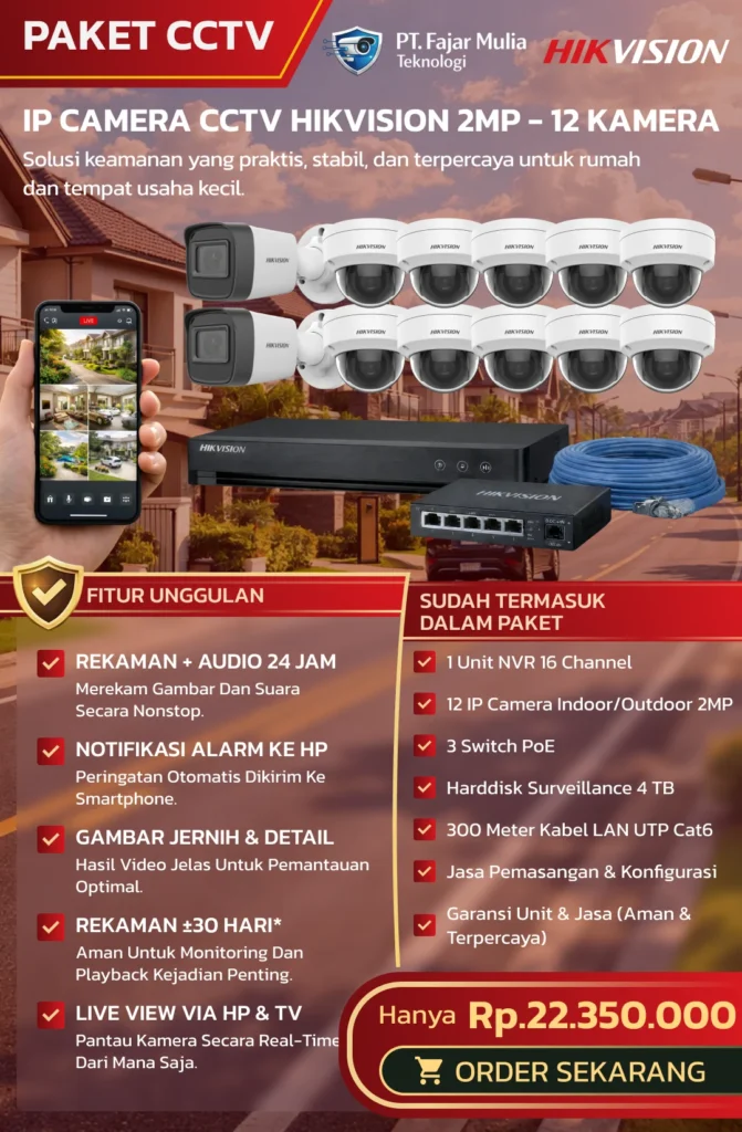 CCTV Hikvision IP Camera 2MP – 12 Kamera