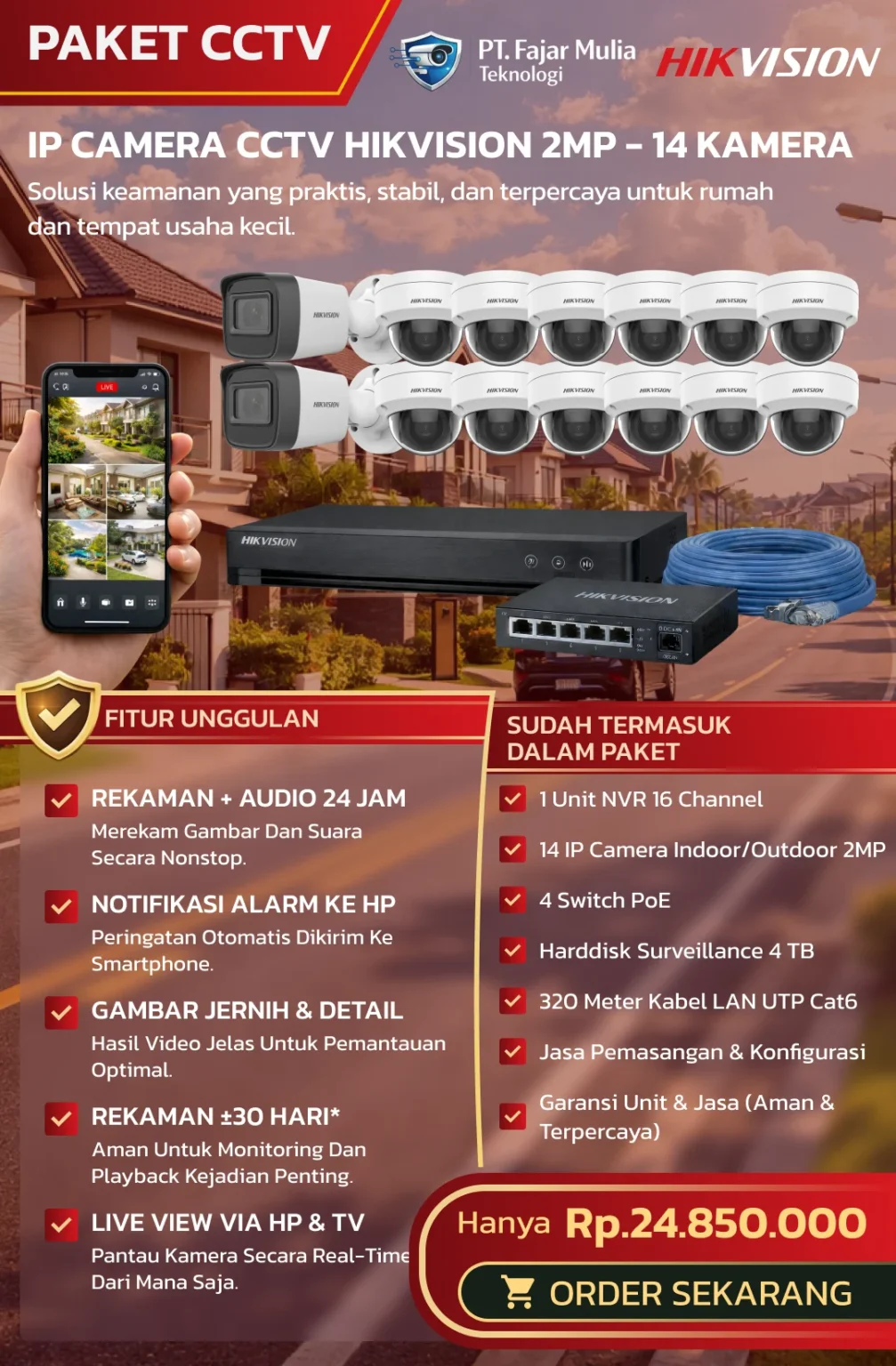 CCTV Hikvision IP Camera 2MP – 14 Kamera