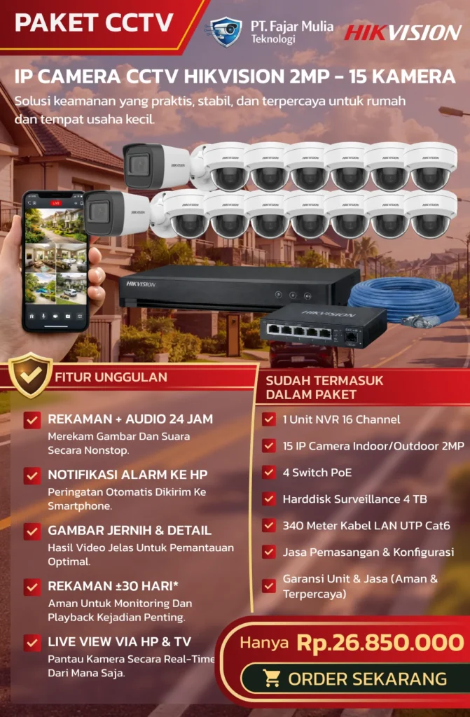 CCTV Hikvision IP Camera 2MP – 15 Kamera