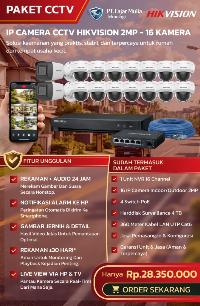 CCTV Hikvision IP Camera 2MP – 16 Kamera