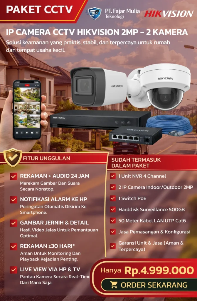 CCTV Hikvision IP Camera 2MP – 2 Kamera