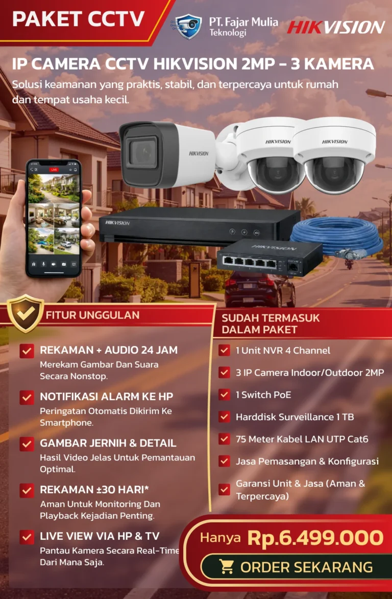 CCTV Hikvision IP Camera 2MP – 3 Kamera