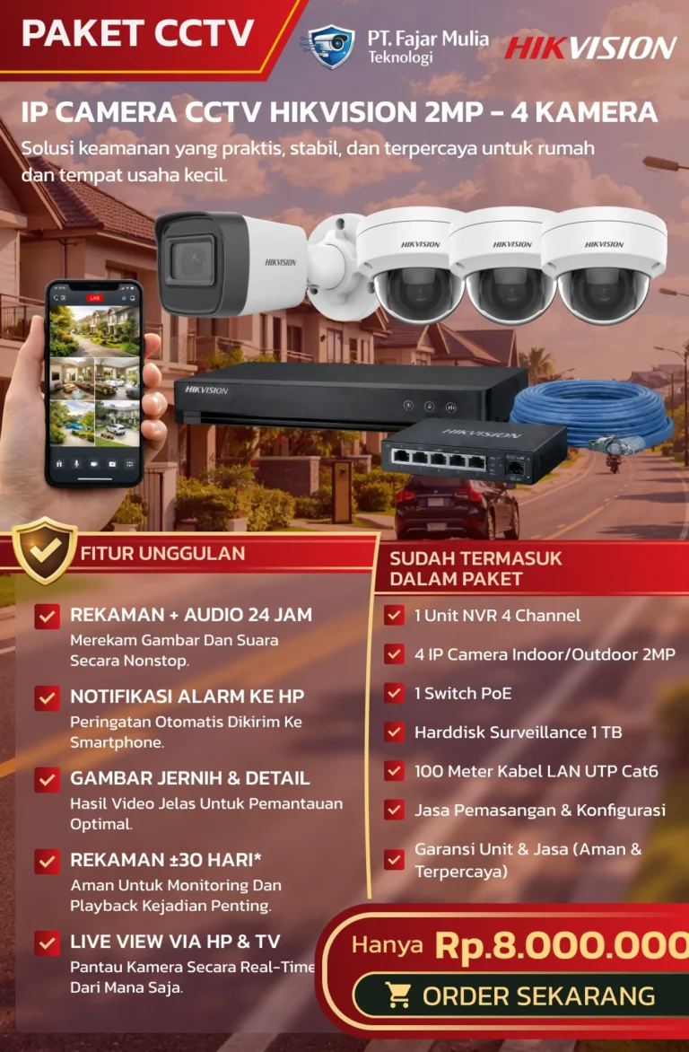 CCTV Hikvision IP Camera 2MP – 4 Kamera