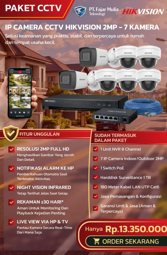 CCTV Hikvision IP Camera 2MP – 7 Kamera