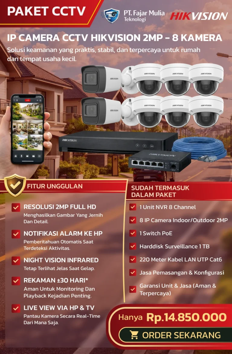 CCTV Hikvision IP Camera 2MP – 8 Kamera
