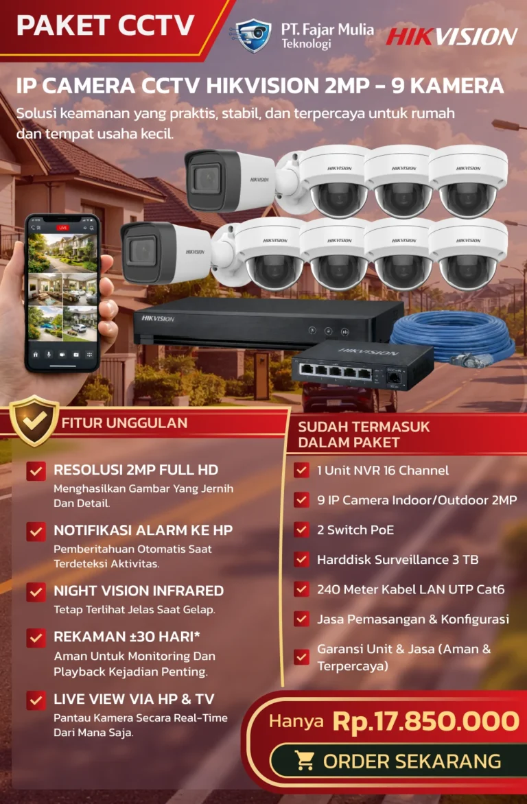 CCTV Hikvision IP Camera 2MP – 9 Kamera
