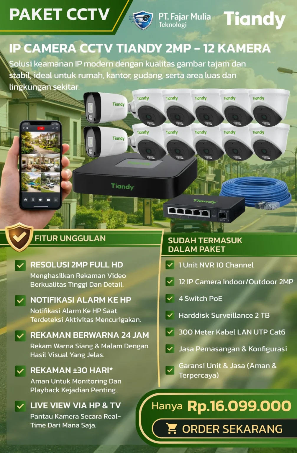 CCTV Tiandy Basic 2MP – 12 Kamera