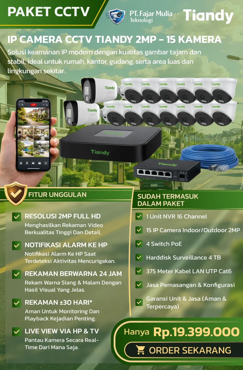 CCTV Tiandy Basic 2MP – 15 Kamera