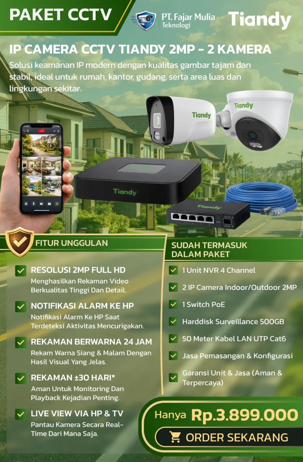 CCTV Tiandy Basic 2MP – 2 Kamera