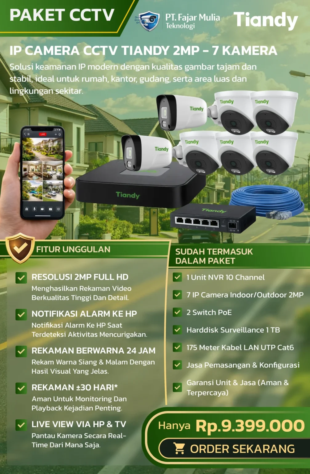 CCTV Tiandy Basic 2MP – 7 Kamera