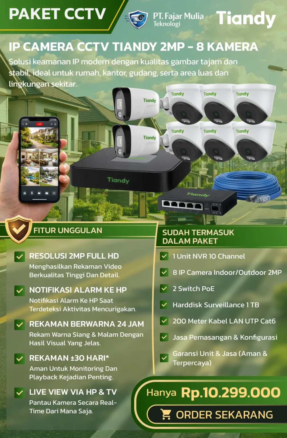 CCTV Tiandy Basic 2MP – 8 Kamera