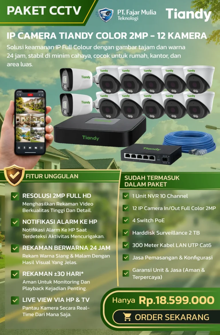 CCTV Tiandy IP Full Color 2MP – 12 Kamera