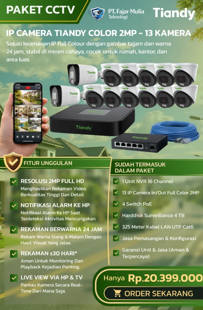 CCTV Tiandy IP Full Color 2MP – 13 Kamera