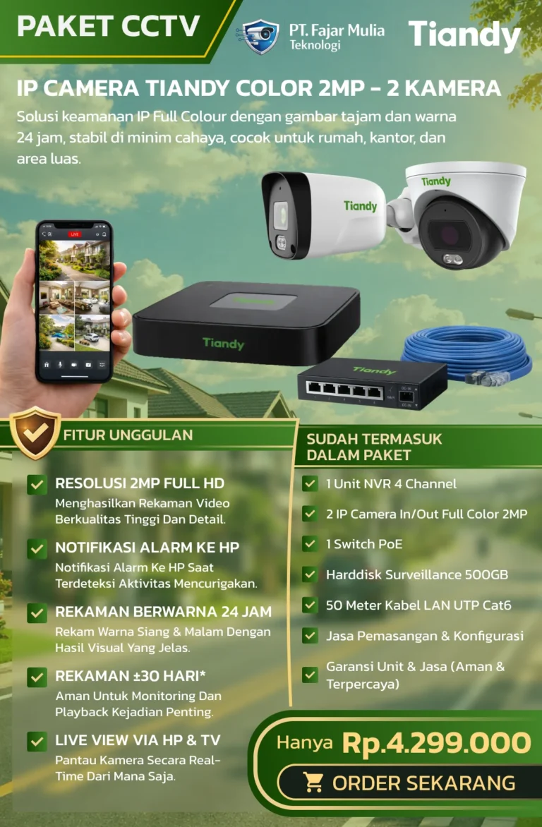 CCTV Tiandy IP Full Color 2MP – 2 Kamera