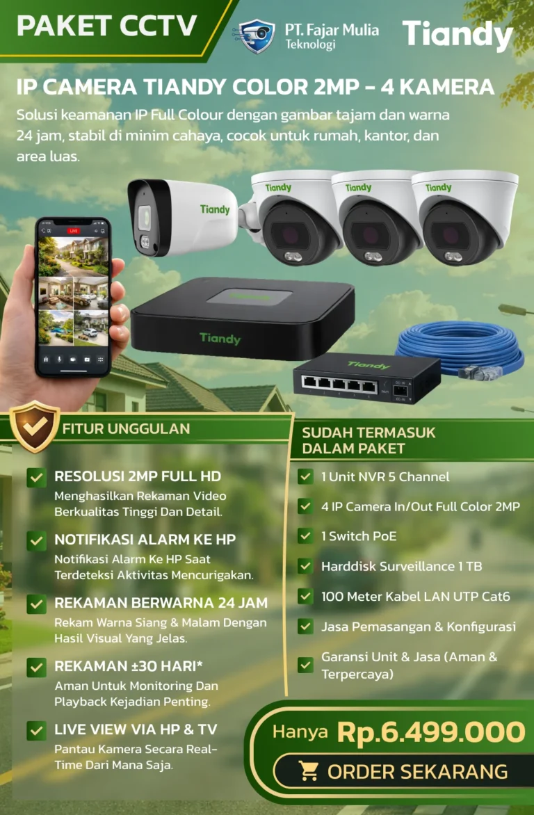 CCTV Tiandy IP Full Color 2MP – 4 Kamera