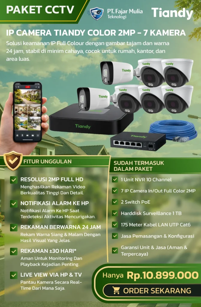 CCTV Tiandy IP Full Color 2MP – 7 Kamera